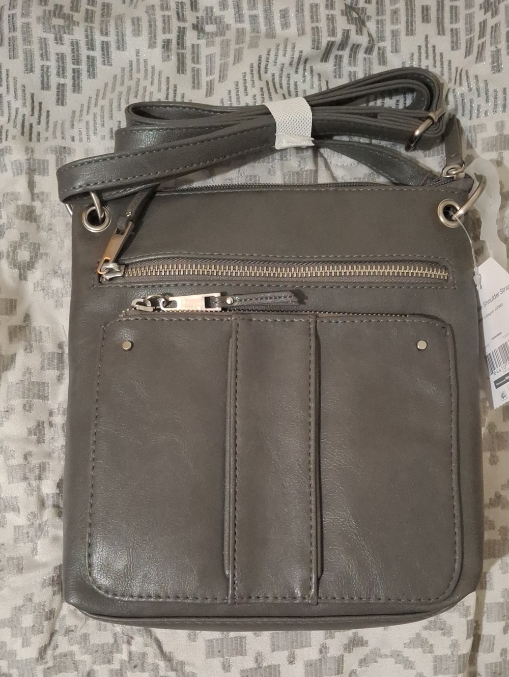 Time and Tru Gray Crossbody Bag with Front Pockets